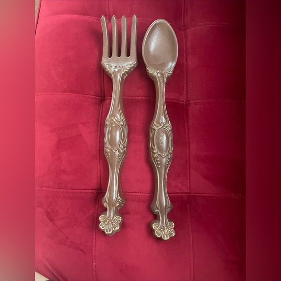 VINTAGE✨ 1974 Ceramic Fork And Spoon Wall Decor 16in